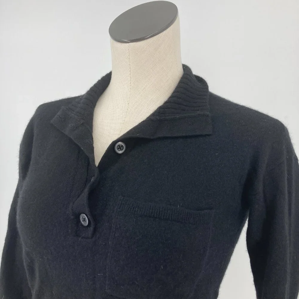 Everlane Womens Cropped Sweater Pullover Cashmere Blend Solid Black Size XS - Picture 2 of 6